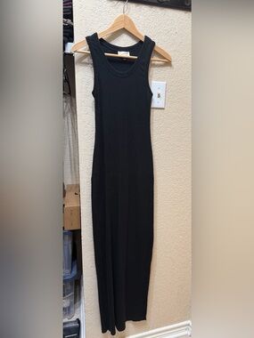 Black Sleeveless Ribbed Maxi Dress - Minimal Women's Dress